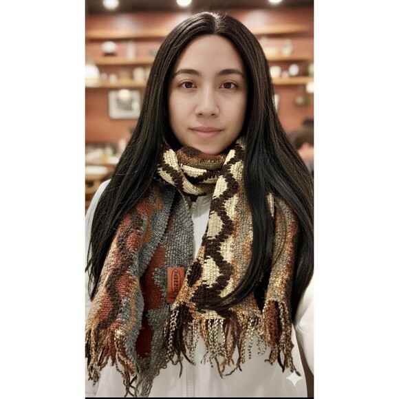 Unbranded Accessories - MISSONI (not For Target) Brown Chevron Wool Blend 60" Fringe Scarf Made In Italy